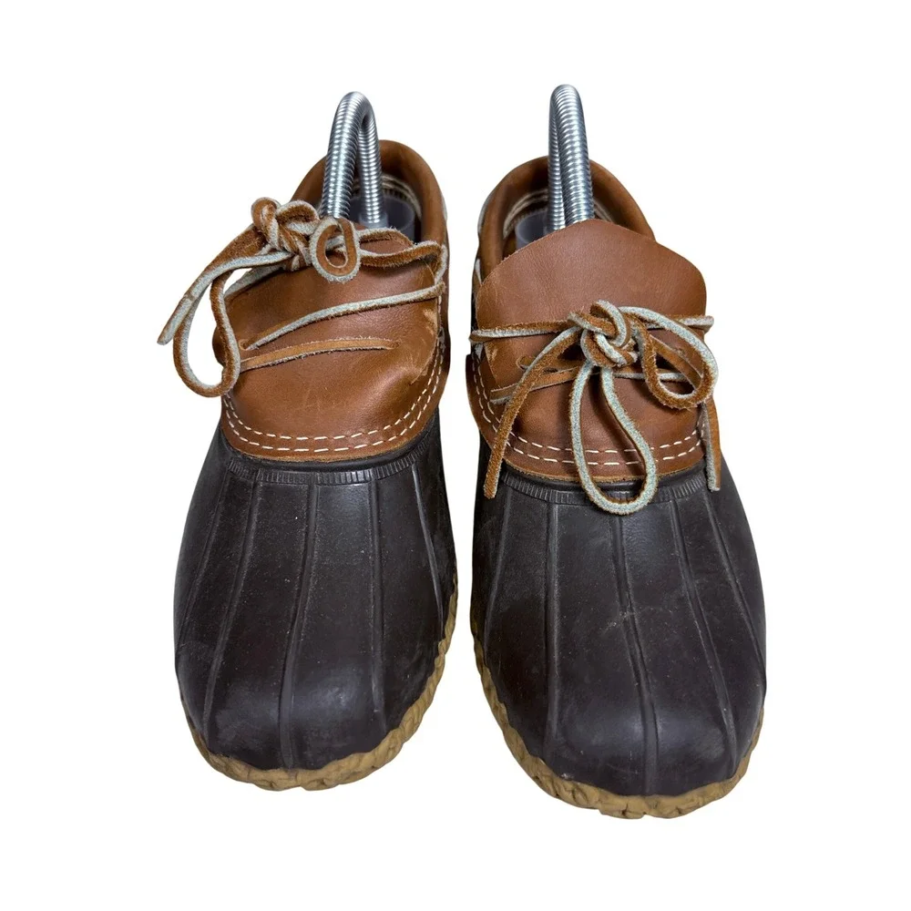 L.L. Bean Gumshoes Mens 7 Brown Leather Rubber Waterproof Duck Boots Low Top